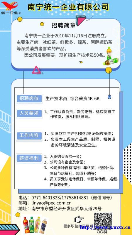 南宁统一企业有限公司招聘